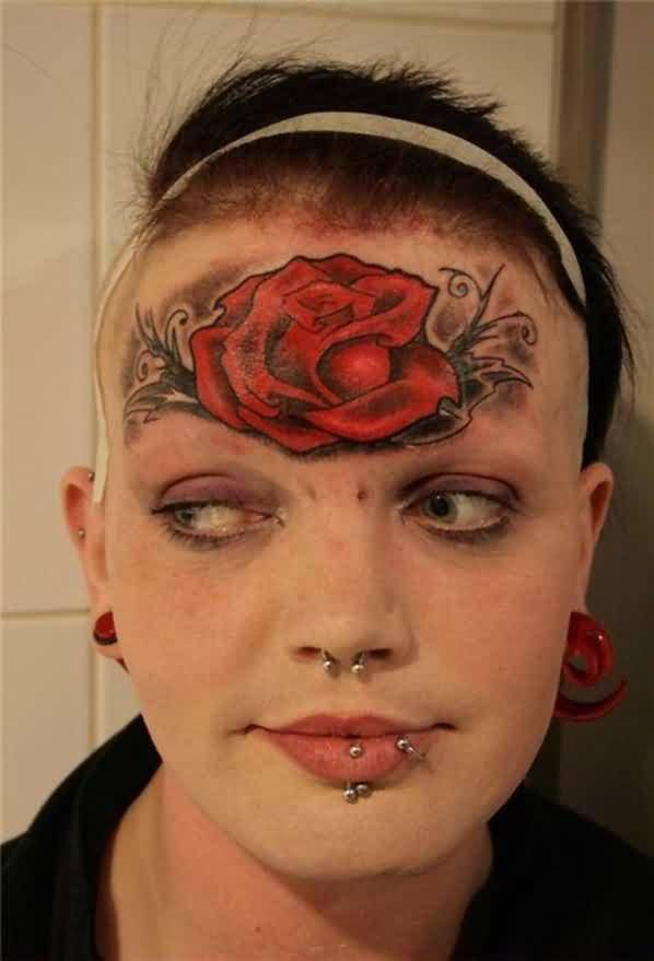 rose tattoo on forehead