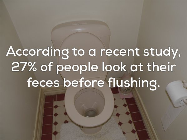 Disturbing fun fact that 27% of people look at their feces before flushing.