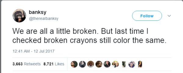 wholesome meme Tweet about how we are all broken, but like crayons, we can still be of use even when broken.