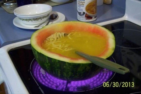 chicken noodle soup in a watermelon - 06302013