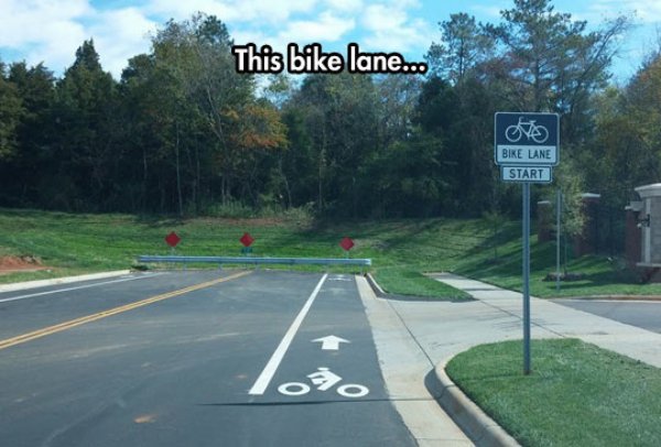 funny bike lane - This bike lane... Bike Lane Start o