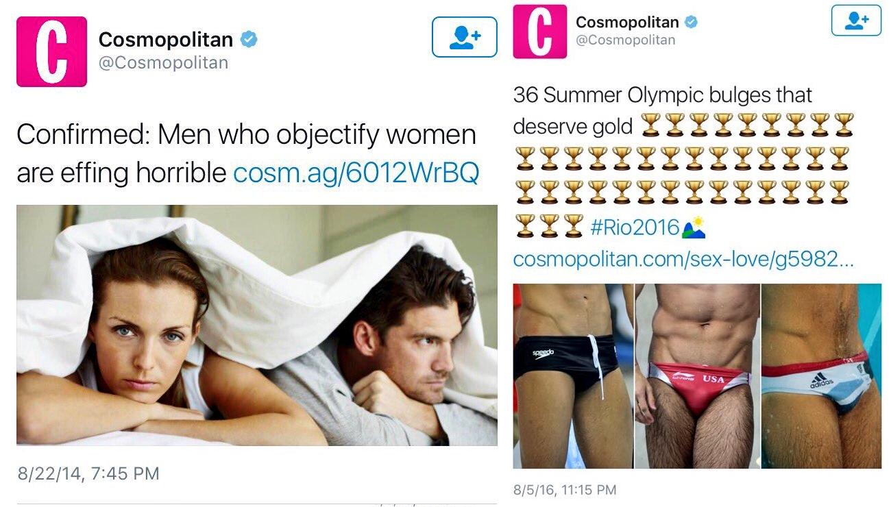 women objectifying men - Cosmopolitan @ Cosmopolitan Cosmopolitan 36 Summer Olympic bulges that deserve gold Yyyyyyyyy Confirmed Men who objectify women are effing horrible cosm.ag6012WrBQ Yyy 2016 cosmopolitan.comsexloveg5982... Segado Usa adidas 82214, 