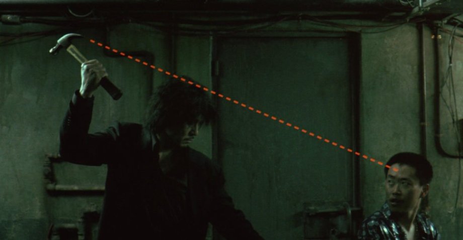 The hammer, Oldboy (2003)
Park Chan-wook, director: “[The main character] Oh Dae-su is not some special forces agent nor an expert martial artist. He is an ordinary person. That’s why I thought that it would be good if his weapon is something that’s not a weapon, which he turns into a weapon. As the hammer has a blunt head on one end and sharp teeth on the other, I really wanted to explore the idea of switching from one end to the other depending on the use to hit the opponents. On top of that, the fact that it could also be used as a torturing tool was a great advantage. Haven’t all boys played with a hammer trying to pull their younger brother’s tooth out instead of a nail? (Or is it just me?)
“I picked the most common model, which could be found at any hardware store in Seoul. Then we made identical copies of it with soft rubber. Especially for the extreme close-up in the teeth-pulling scene, we used an extremely soft rubber. The original storyboard was divided into dozens of shots. We rehearsed the scene based on that plan, but decided to turn it into one long take in the late afternoon.
“So the next morning, we made new preparations and shot until the evening. Just counting the takes where we went from the beginning to the end, we shot 19 takes. Considering the width of the corridor, it is obvious that the camera’s position in this long take shot is not possible without taking away one side of the wall. I think the audience would sense this unconsciously. So I think they take the scene as if it were some sort of a stage performance. Especially given the fact that this whole scene is without a cut. These two elements, which cinematically create distance for the audience, paradoxically give them the sense of being there with them in the scene. I think as a result of this, the audience ended up embracing all of Oh Dae-su’s isolation, solitude, fatigue, pain, his determination to meet any obstacles head-on and break through them, and even his Thanatos.”