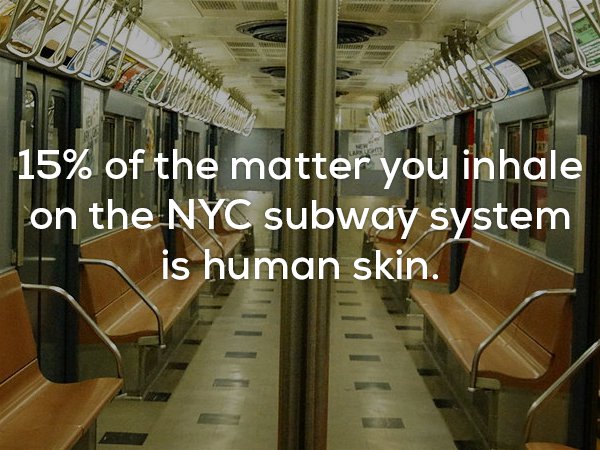15% of the matter you inhale on the Nyc subway system is human skin.