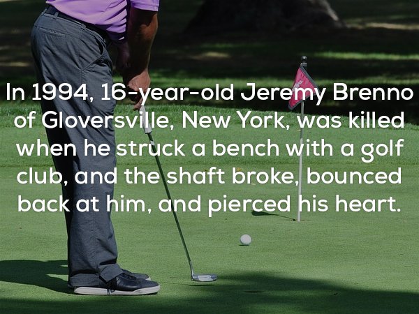 Creepy fact from 1994 that Jeremy Brenno was 16 years old and hit a bench in Gloversville New York and it broke and killed him
