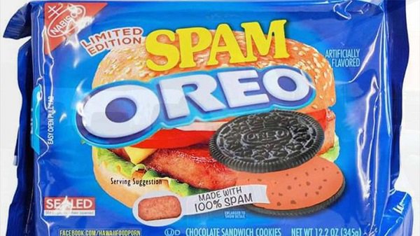 wtf spam oreo - Ther Spam Artificially Flavored Easy Open Pleie Oreo Serving Suggestion Se Led Made With 100% Spam Facebook.Com H Uoco Porn Od Chocolate Sandwich Cookies Net Wi 12.20Z 3450