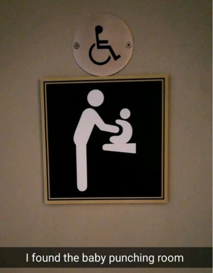 sign - I found the baby punching room