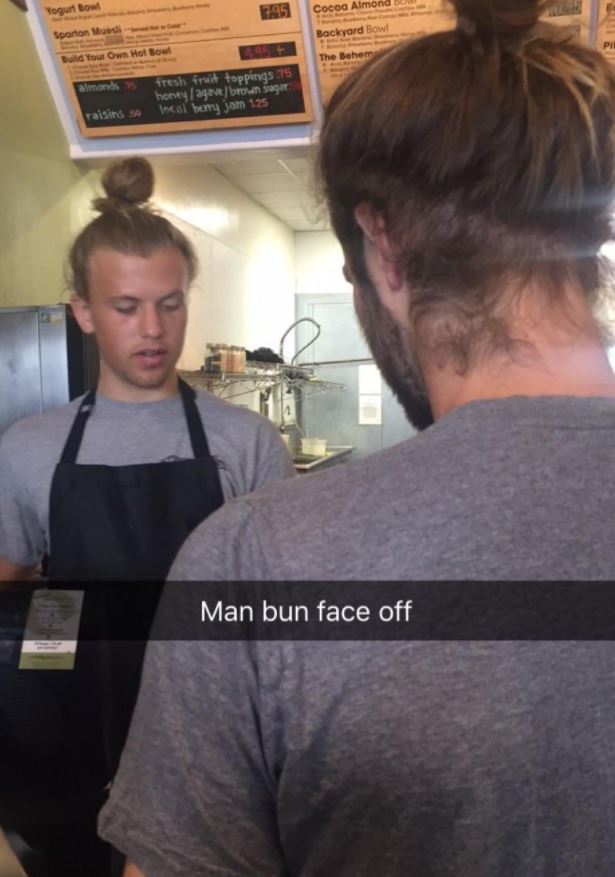 awkward man bun - Yogurt Bowl Bas Cocoa Almond Bow Sponan Mo Backyard Bowi Build Your Own Hot Bowl The Behem almonds is fresh fruit toppings 75 honey gave brown sugar local beny jam 125 raisins se Man bun face off