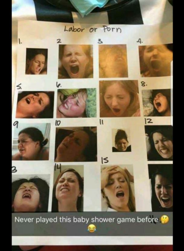 selfie - Labor or Porn 2 Never played this baby shower game before