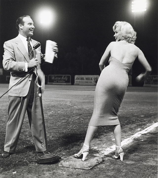 Ralph Edwards and Marilyn Monroe at the Hollywood Entertainers baseball game in 1952