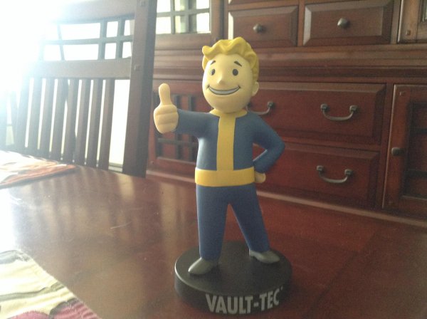 Awesome thrift shop find of Big Boy thumbs up like from Fallout video game