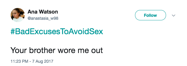 25 bad excuses to avoid sex