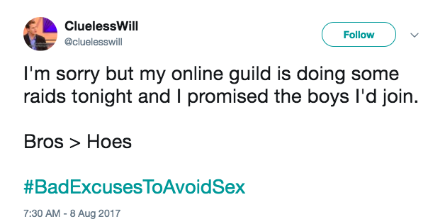 25 bad excuses to avoid sex