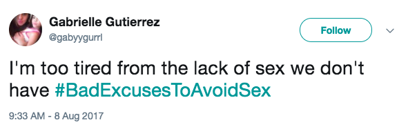 25 bad excuses to avoid sex