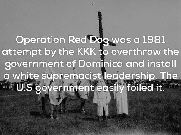 monochrome photography - Operation Red Dog was a 1981 attempt by the Kkk to overthrow the government of Dominica and install a white supremacist leadership. The Us government easily foiled it.