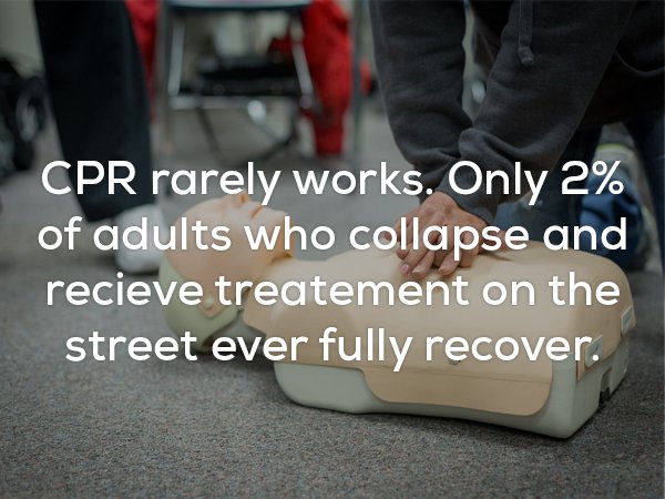 photo caption - Cpr rarely works. Only 2% of adults who collapse and recieve treatement on the street ever fully recover.