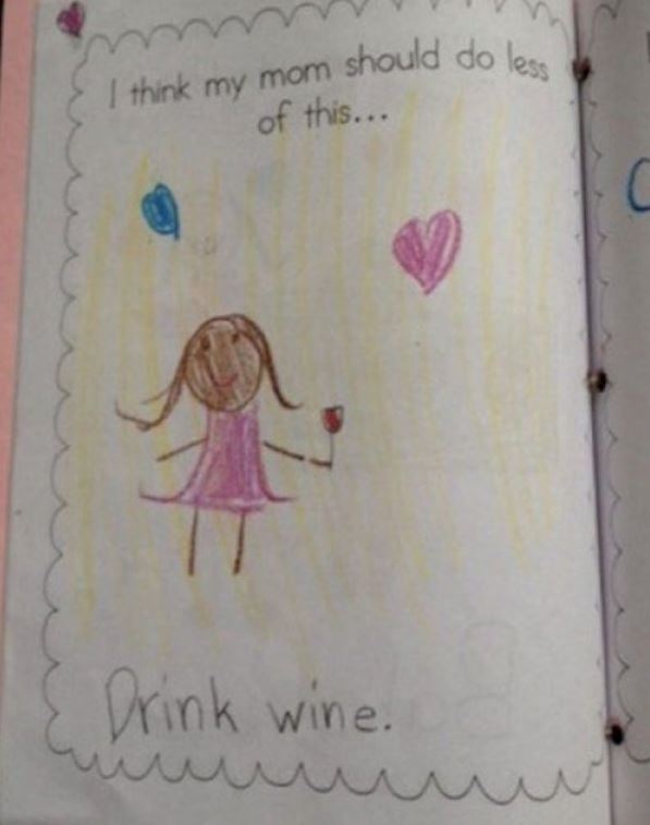 funny kid school drawings - V think my mom should do le of this... Drink wine.
