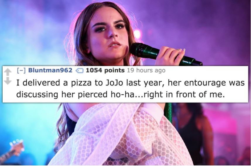 Jo Jo's entourage discuss her pierced ho ha in front of pizza deliver man