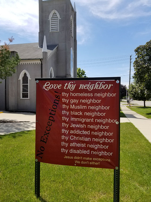 Church sign that is very specifically welcoming of everyone.