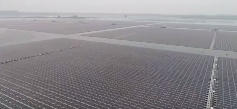 World’s Largest Floating Solar Farm.

A floating solar farm is more expensive to build than one on land, because it must be designed to withstand salt and humidity from water. But it has advantages: It can be built on otherwise unused surface. It works more efficiently, because the presence of water cools the panels as they generate electricity. It can mitigate evaporation of water, keeping the lake full for longer.