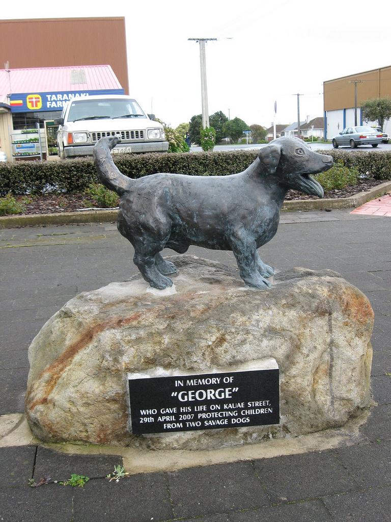 In 2007, a nine-year-old Jack Russell Terrier named George sacrificed himself to save five children from an attack by two Pit Bulls. All three dogs had to be euthanized, but George was posthumously awarded a PDSA Gold Medal and his heroism was commemorated with a bronze statue