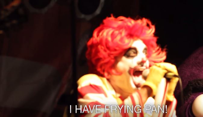 A Black Sabbath tribute band dresses up in McDonald’s character costumes and sing black sabbath songs with the lyrics changed to sing about food. They are called “Mac Sabbath”