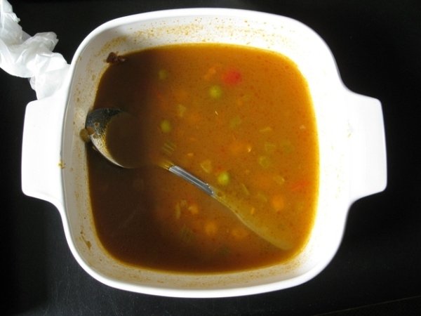 Frustrating spoon falls into the soup