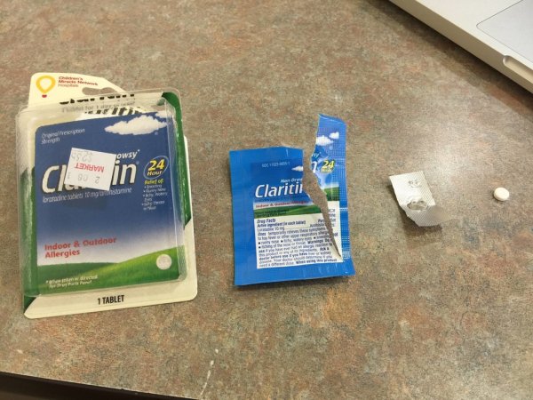 Frustrating packaging for Claritin.