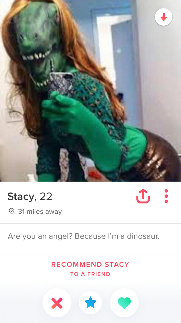 sexy dinosaur costume - Stacy, 22 31 miles away Are you an angel? Because I'm a dinosaur Recommend Stacy To A Friend X