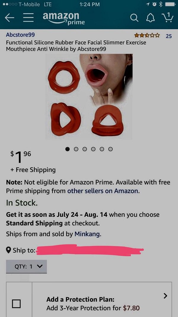 amazon kindle - ..000 TMobile Lte 63 amazon prime Q 0 1 25 Abcstore99 Functional Silicone Rubber Face Facial Slimmer Exercise Mouthpiece Anti Wrinkle by Abcstore99 .Ooooo $196 Free Shipping Note Not eligible for Amazon Prime. Available with free Prime shi