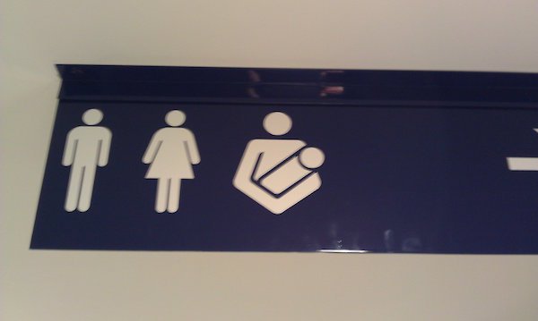 Sign for the restrooms
