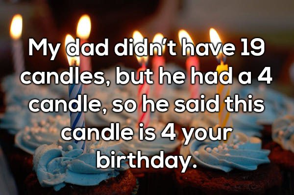 Dad joke with birthday candles