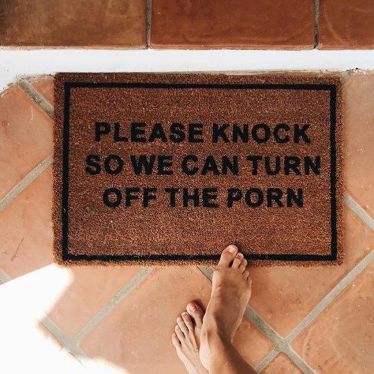 Funny door mat giving great reason to knock.