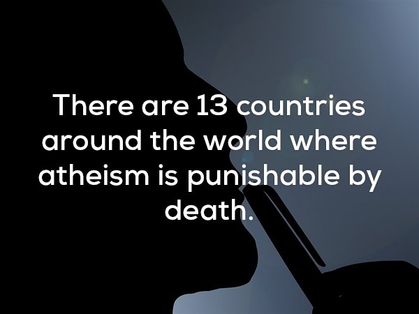 Shocking fact that 13 countries around the world punish Atheism by death.