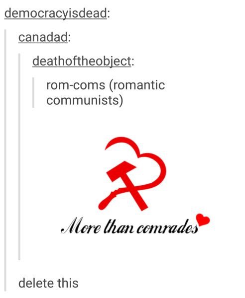 tumblr - rom com more than comrades - democracyisdead canadad deathoftheobject romcoms romantic communists More than comrades delete this