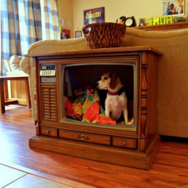 dog house made from old tv - Otot Tu