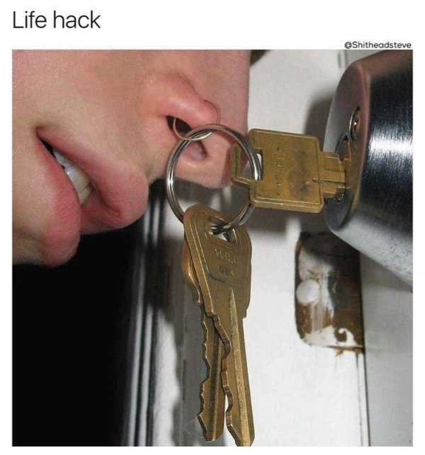 nose ring keys - Life hack