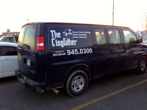compact van - The mos Clogfather Sewer, Drain Cleaning Repair Plumbing Senior Discount facebook 945.0300