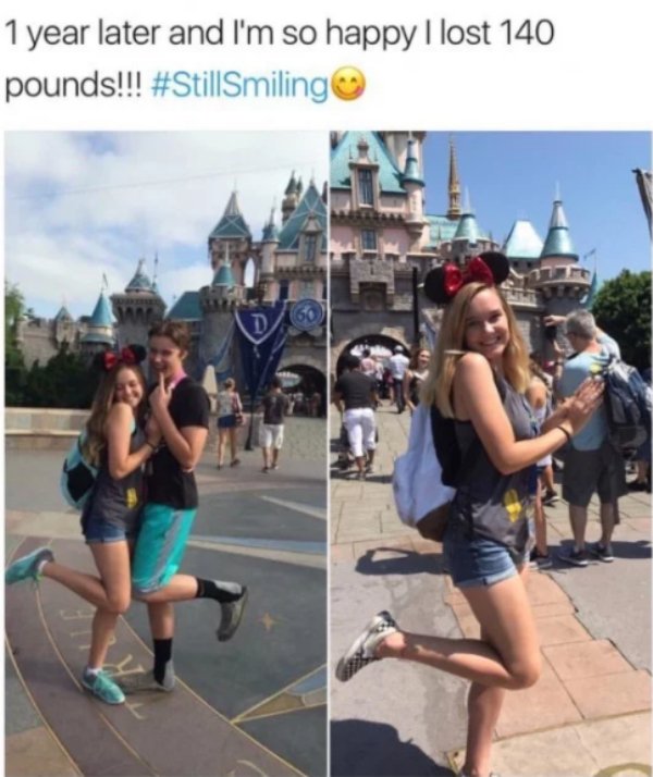 disneyland, sleeping beauty castle - 1 year later and I'm so happy I lost 140 pounds!!!