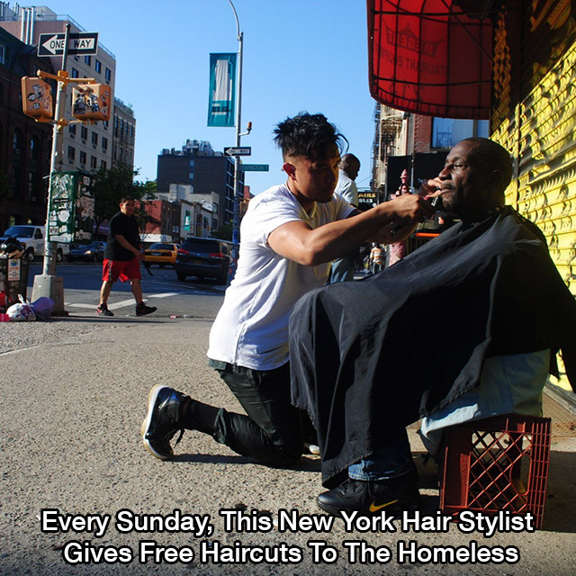 will restore faith in humanity - One Way Every Sunday, This New York Hair Stylist Gives Free Haircuts To The Homeless