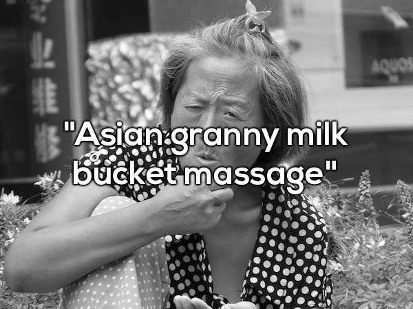 china grandmother - "Asian granny milk bucket massage"