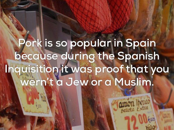 junk food - Pork is so popular in Spain because during the Spanish Inquisition it was proof that you wern't a Jew or a Muslim. Bellota Extra Jamn Ibrico 79 00 Fais hilo