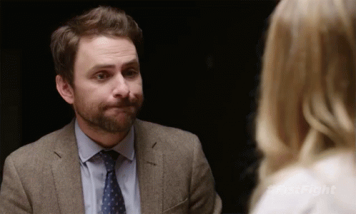 GIF of Charlie from Always Sunny in Philadelphia answering NO
