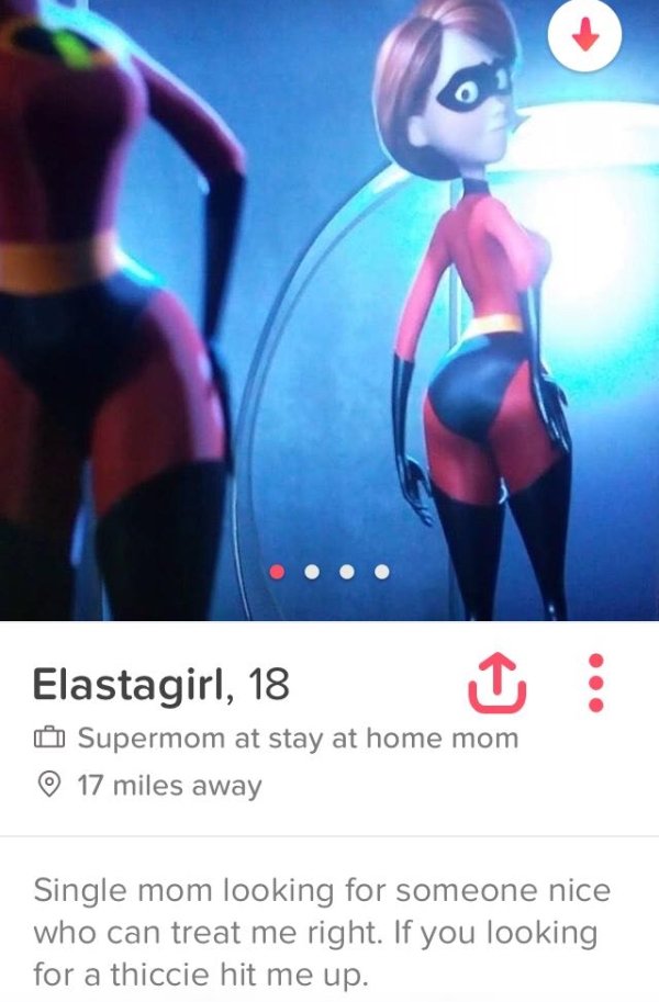 tinder - muscle - Elastagirl, 18 Supermom at stay at home mom 17 miles away Single mom looking for someone nice who can treat me right. If you looking for a thiccie hit me up.