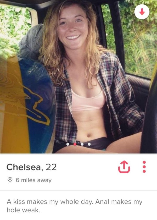 tinder - kiss makes my whole day anal makes my hole weak - Chelsea, 22 6 miles away A kiss makes my whole day. Anal makes my hole weak.