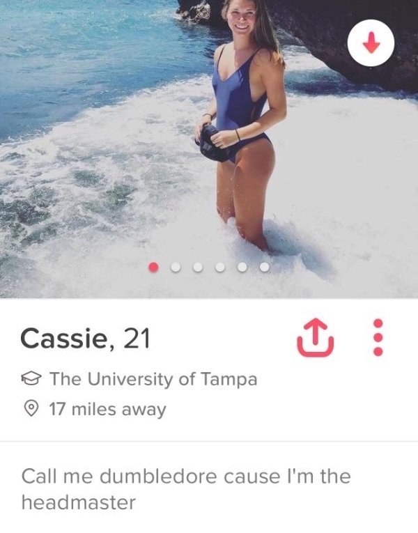 tinder - tinder profiles tampa fl - Cassie, 21 @ The University of Tampa 17 miles away Call me dumbledore cause I'm the headmaster