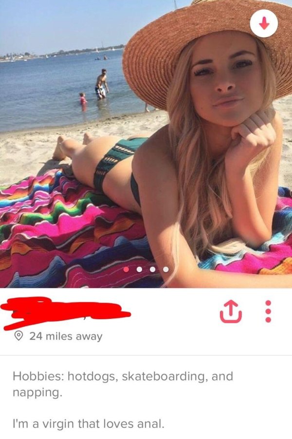 tinder - nude tinder profiles - 24 miles away Hobbies hotdogs, skateboarding, and napping. I'm a virgin that loves anal.