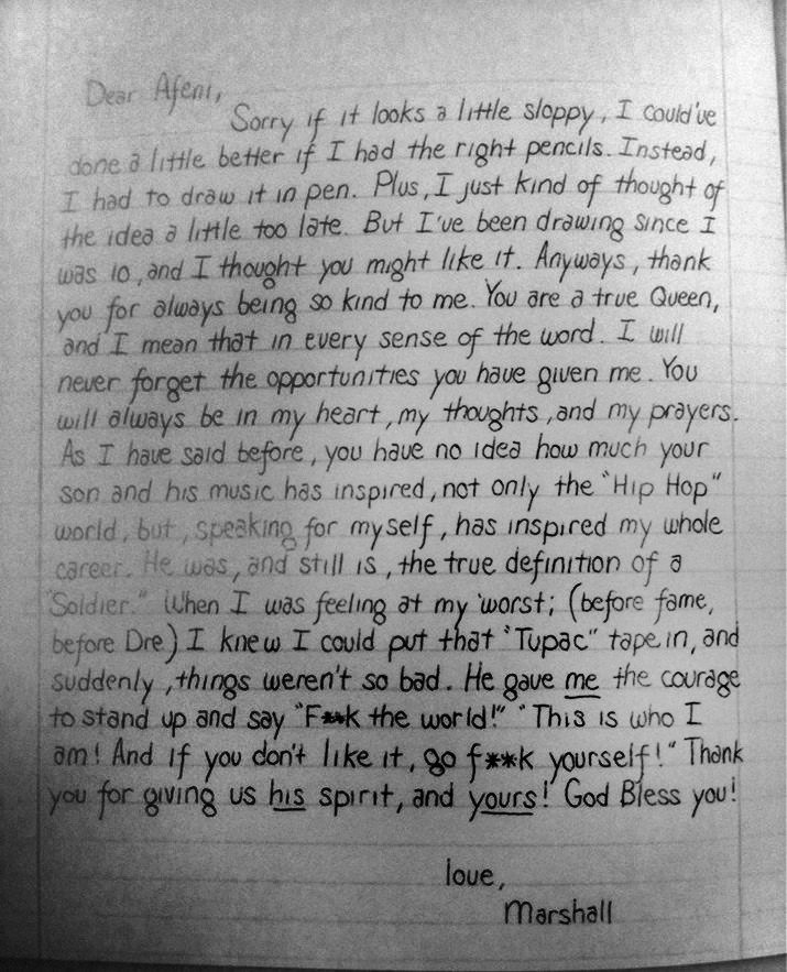 Eminem’s letter to Tupac’s mom