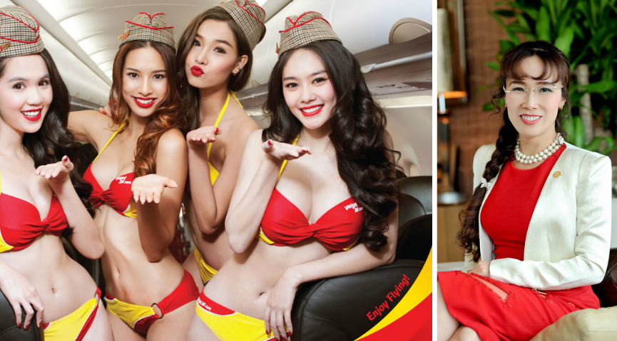 Nguyen Thi Phuong Thao is set to become Vietnam’s first female billionaire thanks to her idea of staffing Vietjet Airlines with attractive women clad in sexy two-piece swimsuits.