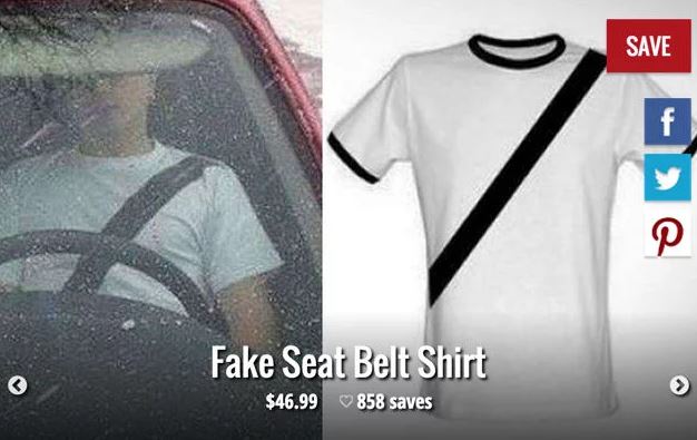 Shirt that makes it look like you are wearing a seatbelt.